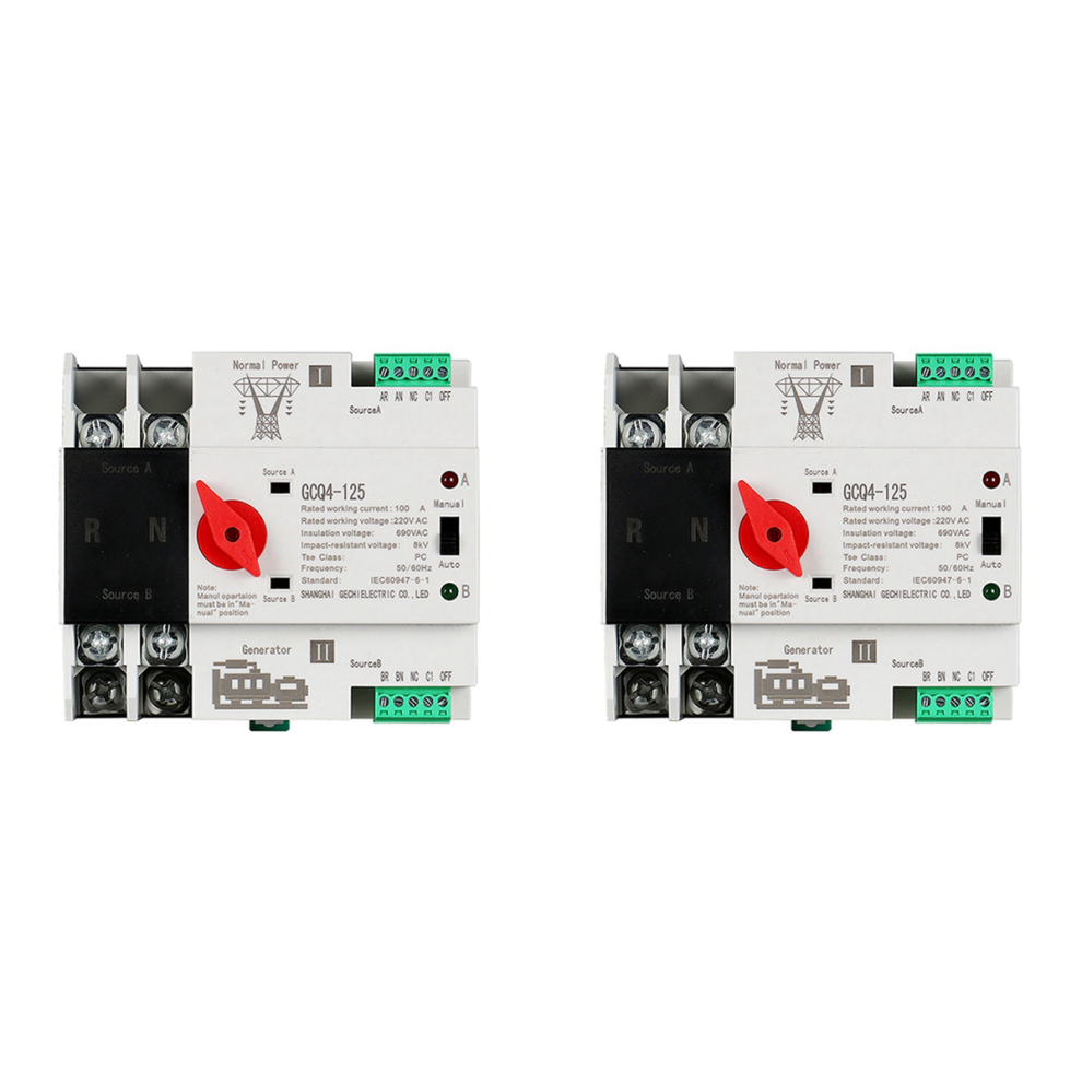 Single Phase Din Rail Ats 220V Pc Dual Power Transfer Switch 2P 100A 4712751256792