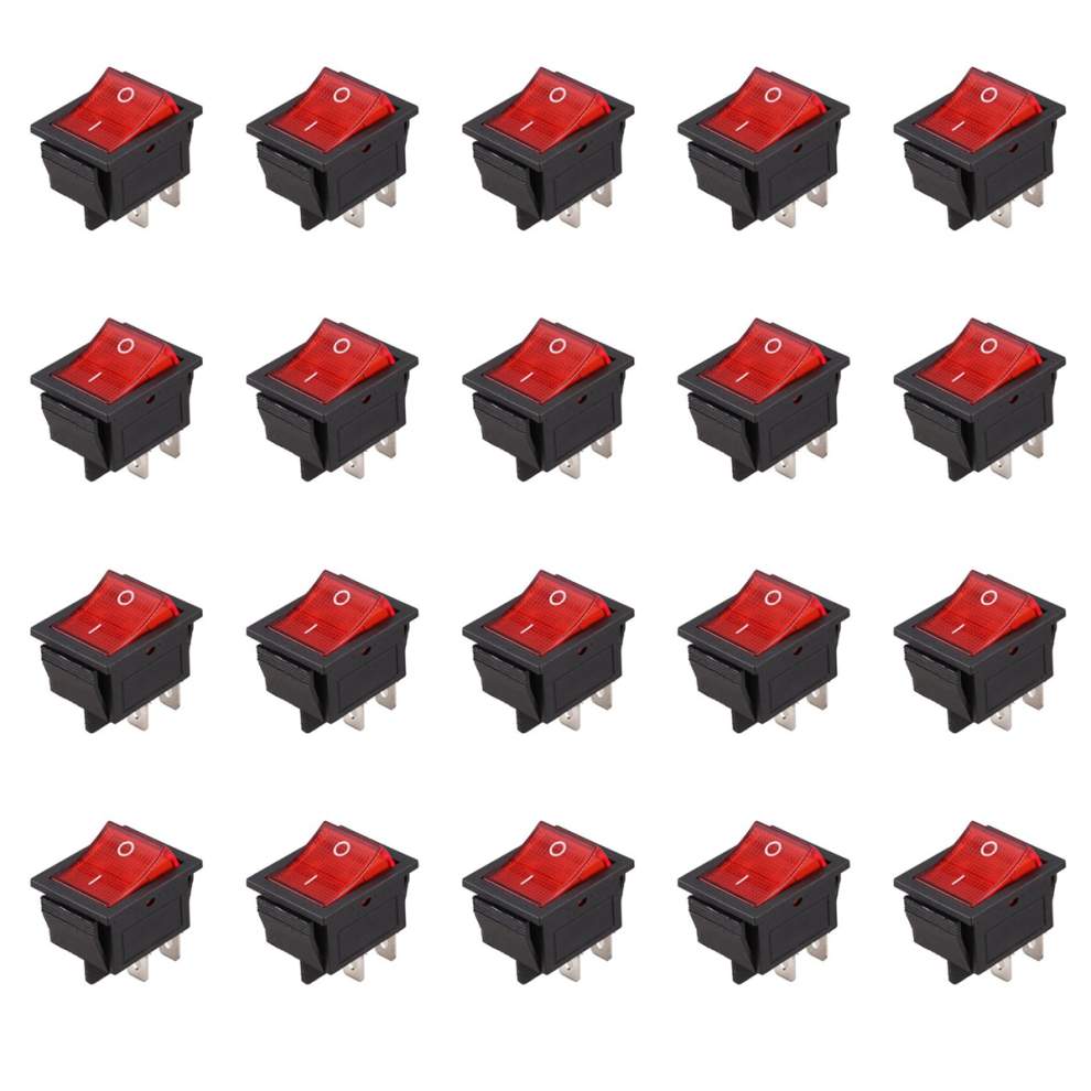 Red Light Illuminated 4 Pin Dpst On/Off Snap In Rocker Switch 4712751256402