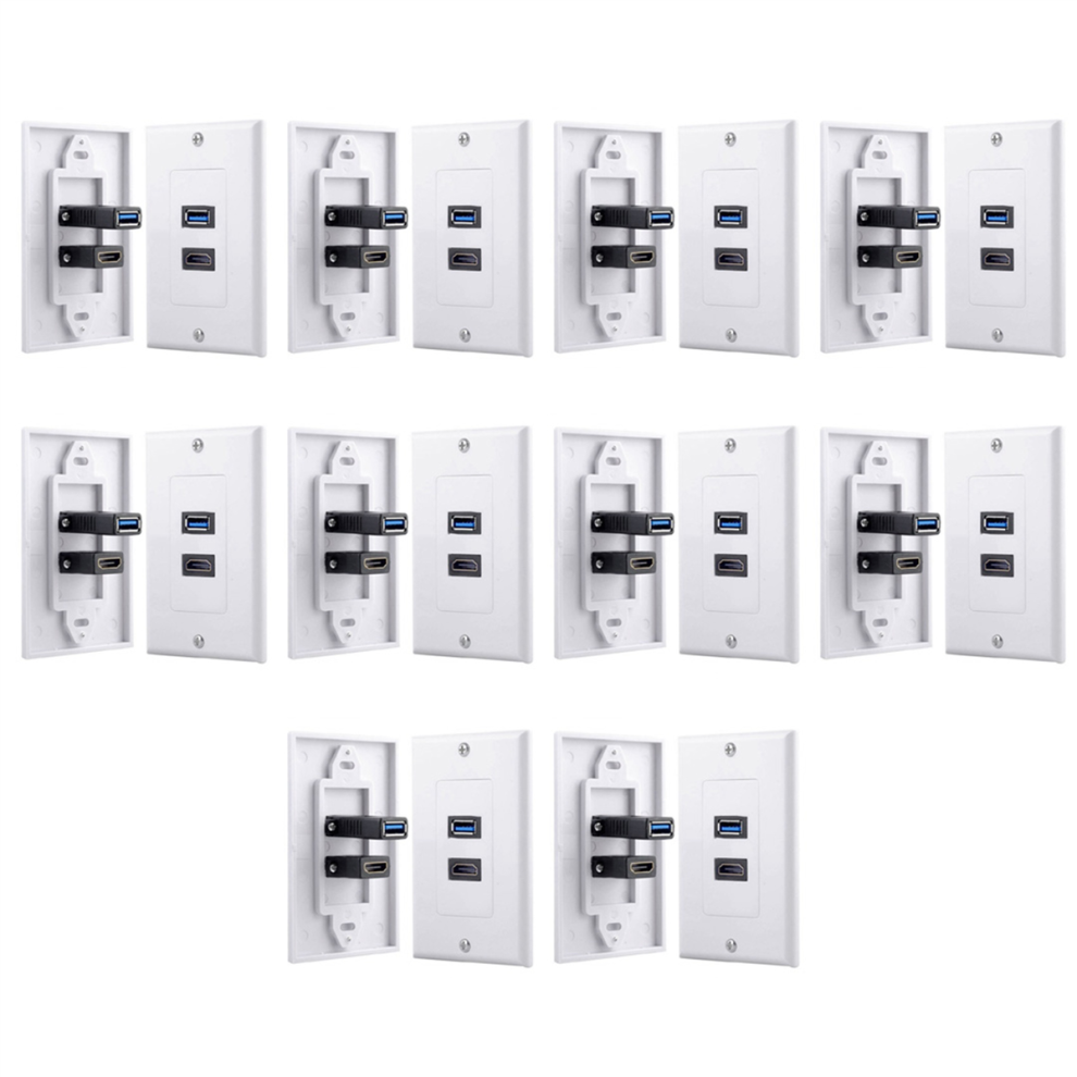 1X 2Port +Usb 3.0 Female Wall Face Plate Outlet Socket Extender 4712751240265
