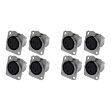 XLR Female Jack 3 Pin - Panel Mount Jacks D Series Size XLR-F -4 PACK