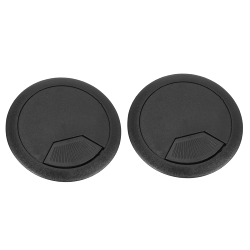 10Pcs Round Plastic Desk Cable Grommet Hole Cover 50mm Black 2