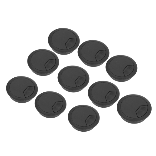 10Pcs Round Plastic Desk Cable Grommet Hole Cover 50mm Black 1