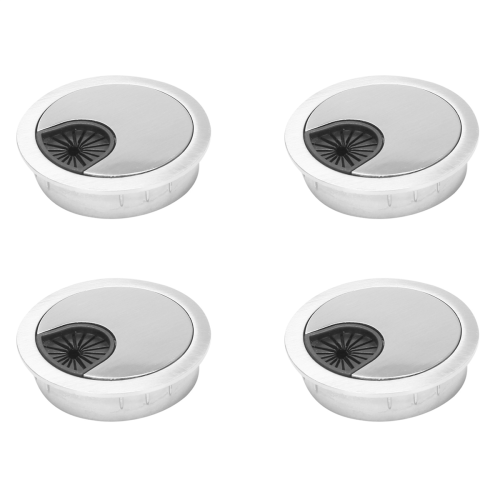 Computer Stainless Steel 50 mm Diameter Desk Grommet Cable Hole Cover 1