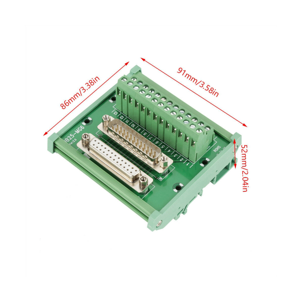 Db25 Din Rail Interface Module Male/Female Connector Breakout Board 4712751284986