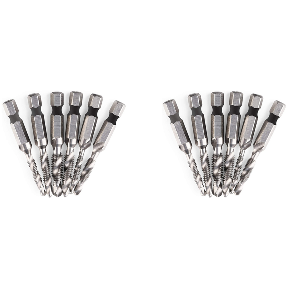 6Pcs Drill Tap Set Hex Shank Sae Combination Drill And Tap Bit Set 4712751287406
