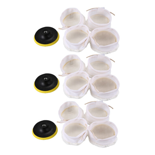 5Pcs Polisher/Buffer kit Soft Wool Bonnet Pad White:4 inch