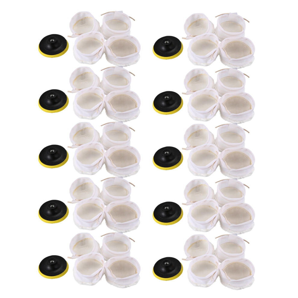 5Pcs Polisher/Buffer Kit Soft Wool Bonnet Pad White:4 Inch 4712751275953