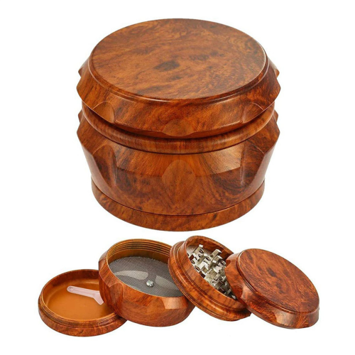 Wooden 4-Layer Grinder with Pollen Scraper for Home Brown 2