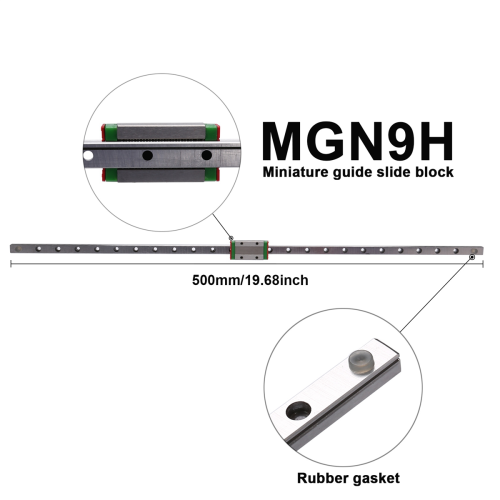 9mm Linear Guide MGN9 500mm Linear Rail & 1 Pcs MGN9H Miniature Rail 2