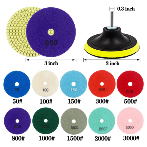 12Pcs 3 inch Diamond Polishing Pads Set for Stone Marble 2