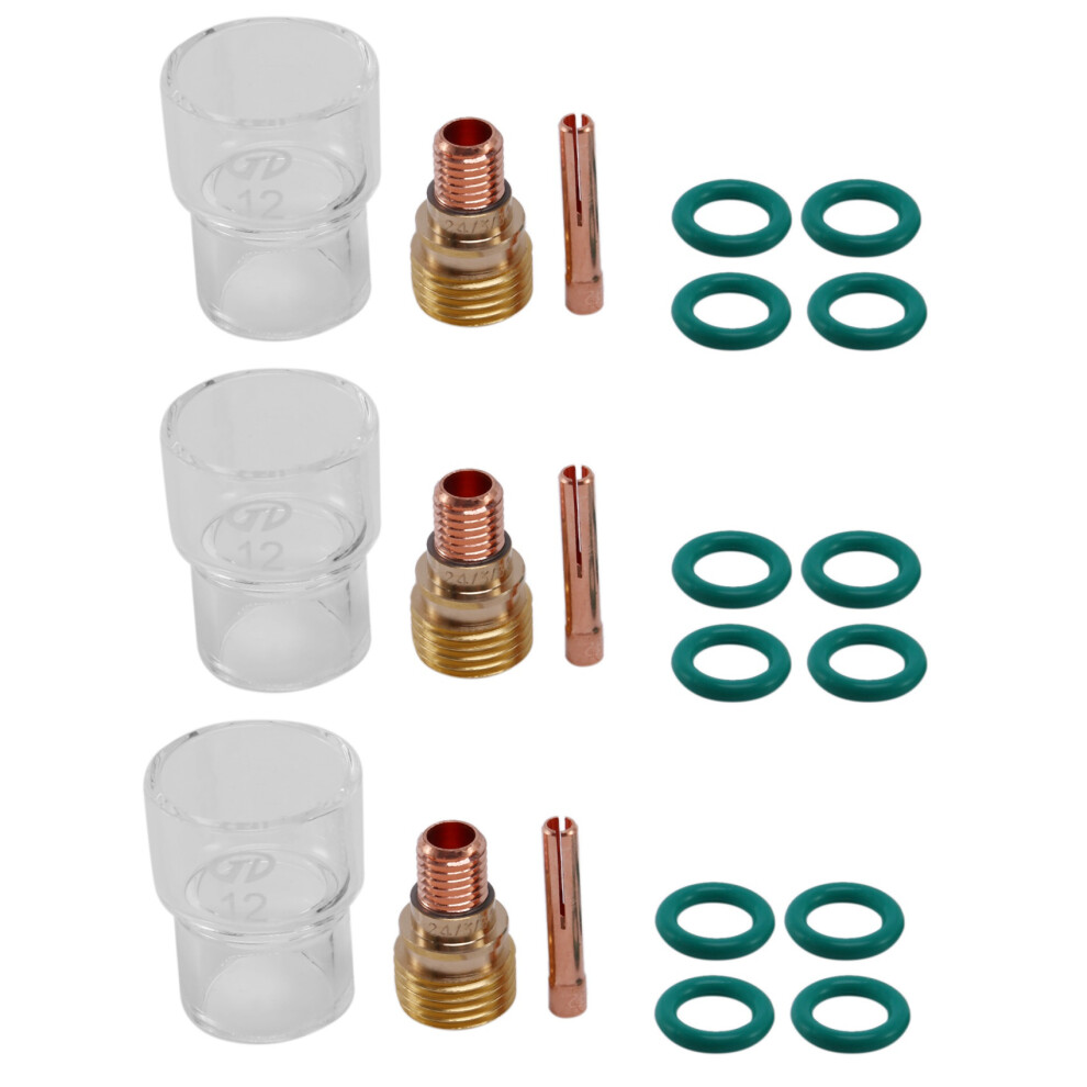 7Pcs/Set NO.12 Glass Cup Kit Stubby Collets Body Gas Lens Tig-image-OPC-PJ95G7T-NEW