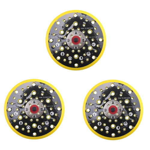 3X 150mm 5/16 Thread 52 Hole Loop Backing Pad Compatible with