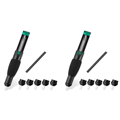 Double Ring Desoldering Suction Pump Sucker Desolder with 5 Nozzles