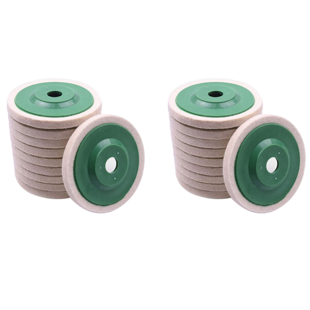 20Pcs 100Mm 4 Inch Wool Buffing Round Wheels Pads Polisher Wheels 4713001661625