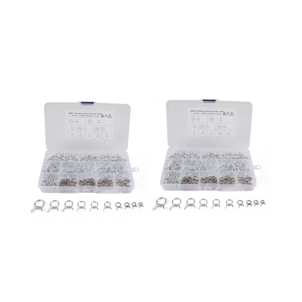 150Pcs/Set Stainless Steel Spring Clip Hose Clamp Fastener Fuel Line 4713001663988