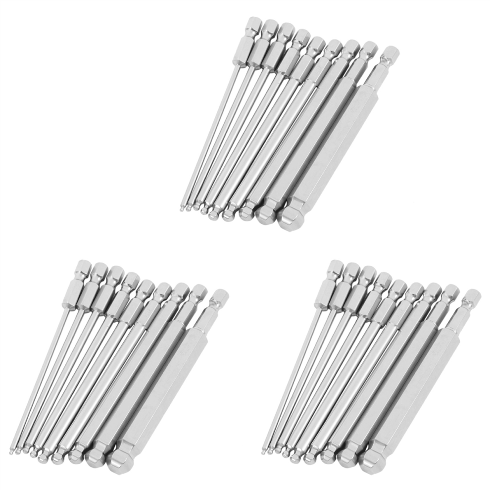 9Pcs Steel 100Mm Ball Head Driver Bit H1.5h2 H2.5 H3 H4 H5 H6 H8 H10 4713001666378
