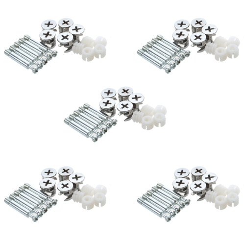 Furniture Cam Fitting with Dowel and Pre-Inserted Nut (Set of 5)