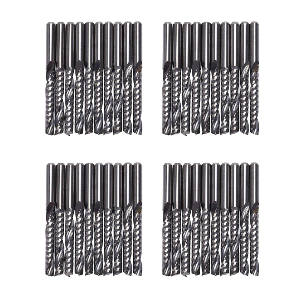 10Pcs Cnc Router Bits 3.175 X 22Mm Single Flute Spiral Carbide 4713001668914