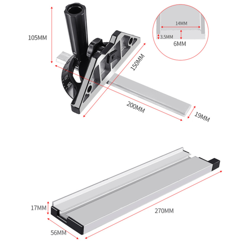 Miter Gauge Carpentry Push Rod Angle Ruler Tool Adjustable Flip Stop 2