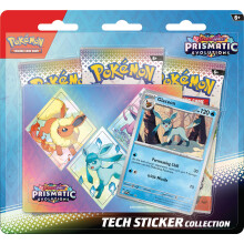 Pokemon TCG: Scarlet & Violet -Prismatic Evolutions Tech Sticker Collection - Glaceon (1 Foil Promo Card & 3 Booster Packs)