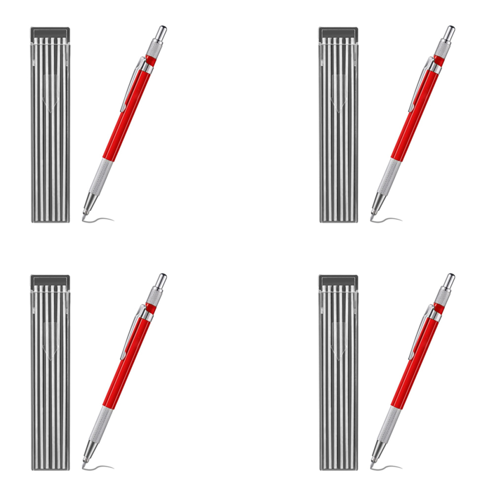 Welders Pencil With 12Pcs Refills, Fabrication, Red 4713001684433