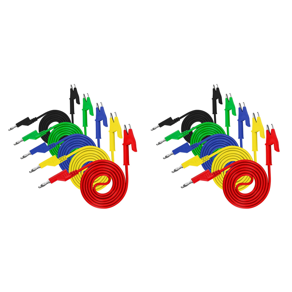 5Pcs 4Mm Multimeter Banana Plug To Alligator Clips Test Lead 4713001687410