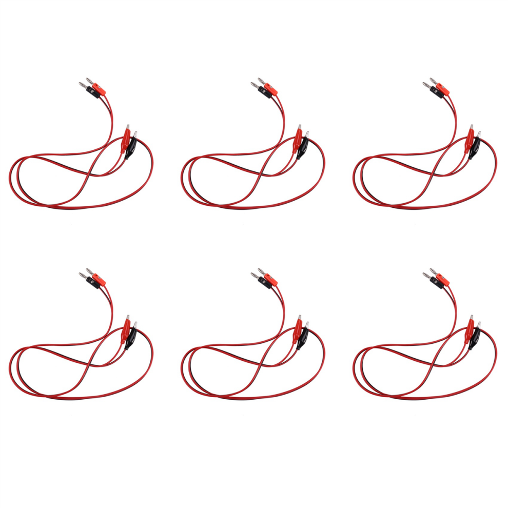 2 Pcs Red Black Banana Plugs To Alligator Clips Probe Test Cable 1M 4713001686949