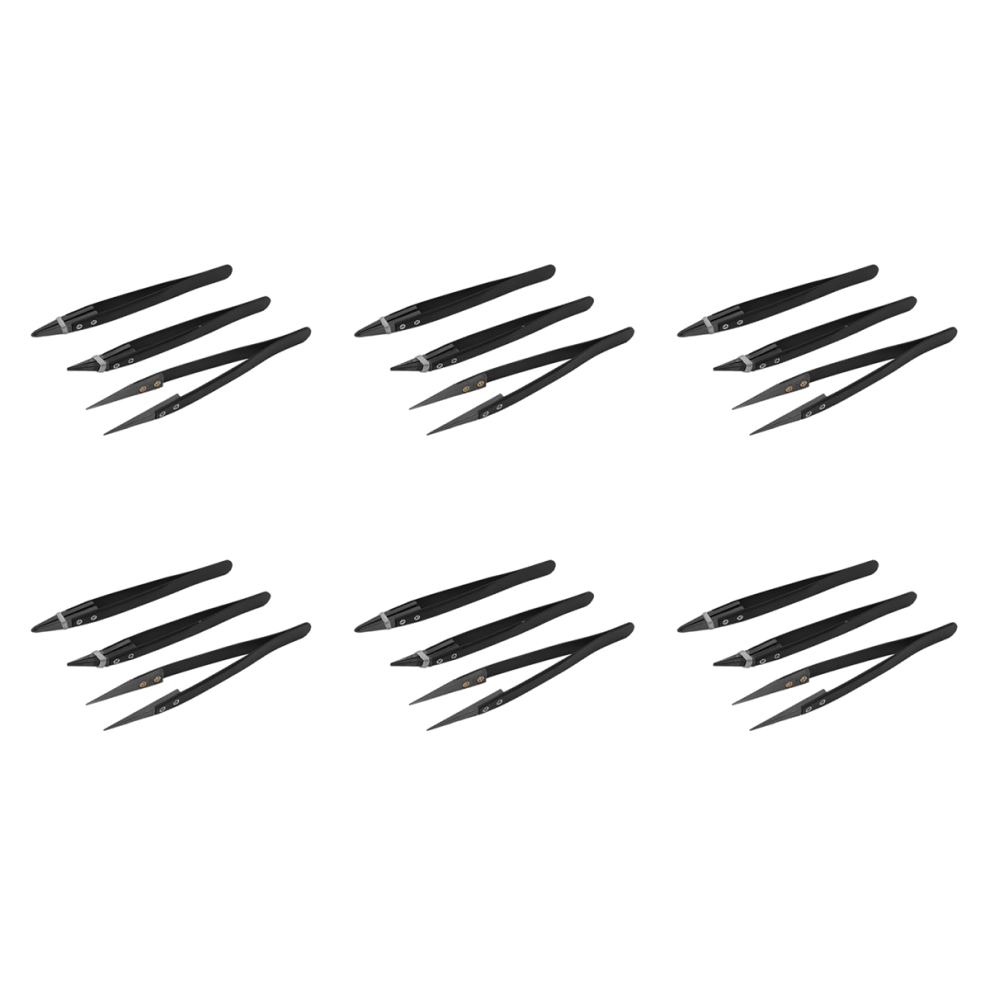 Black Ceramic Tweezers Set-Antimagnetic,Highly Heat (3 Pack)