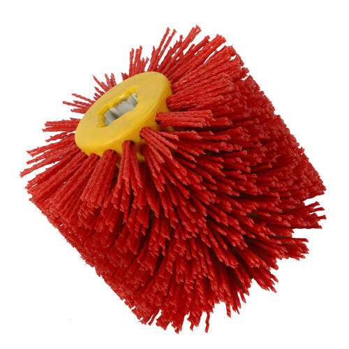 2X Red Abrasive Wire Drum Brushes Deburring Polishing Buffing Wheel 2
