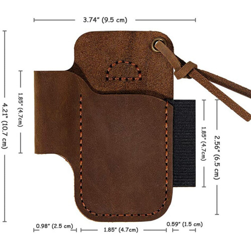 Handmade Leather Sheath Folding Knife Flashlight Holder Brown 1