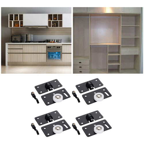 4Pcs/Set Iron Wardrobe Cabinet Wheel Cabinet Sliding Door Roller Set 1