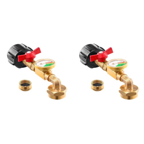 QCC1 Propane Refill Elbow Adapter with Propane Tank Gauge