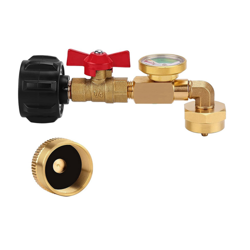 QCC1 Propane Refill Elbow Adapter with Propane Tank Gauge 1