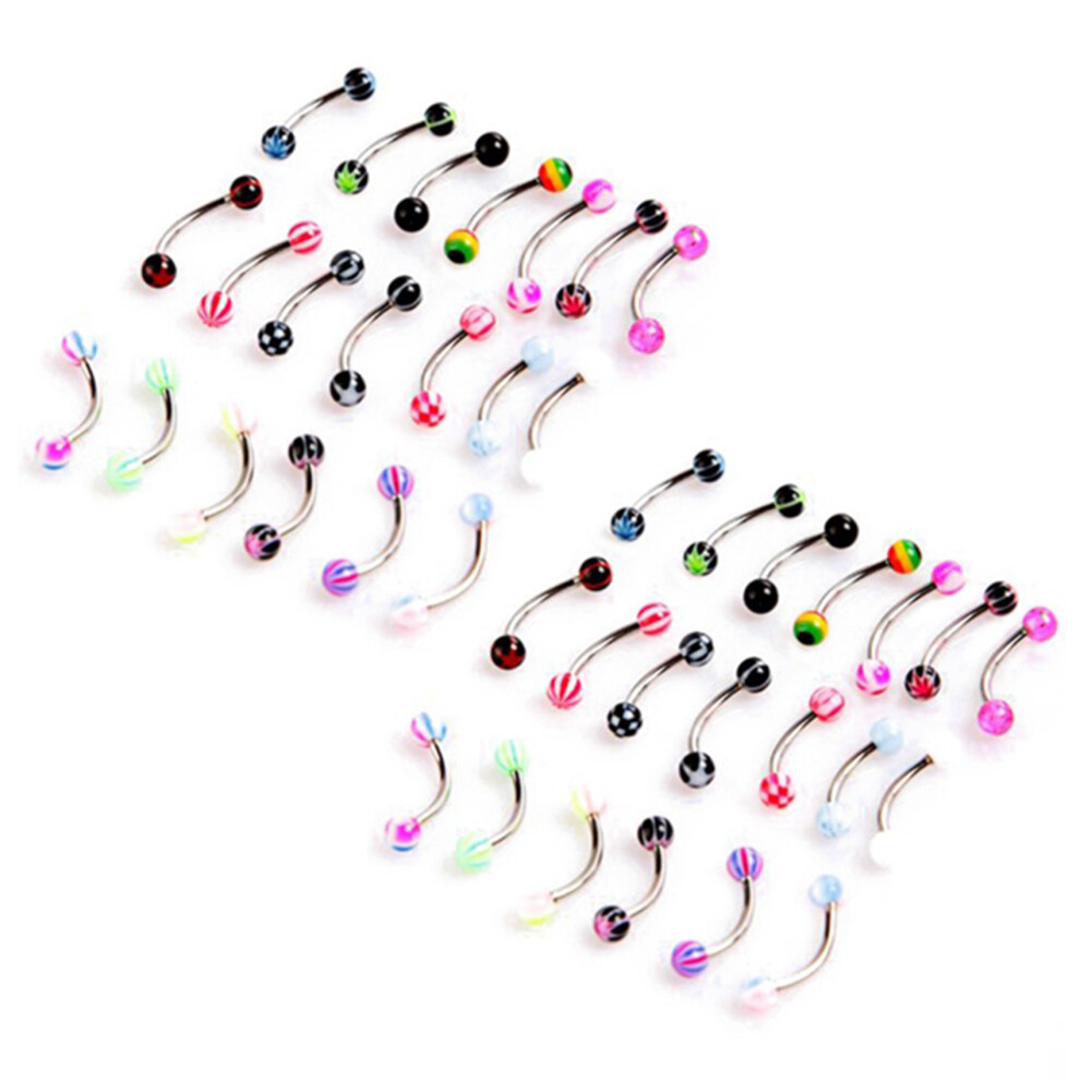 20pcs Stainless Steel Ball Barbell Curved Eyebrow Rings Bars Piercing-image-OPC-PJ95TNN-NEW
