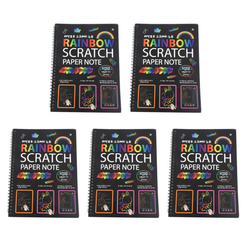 5X 19x26Cm Large Magic Color Rainbow Scratch Paper Note Book