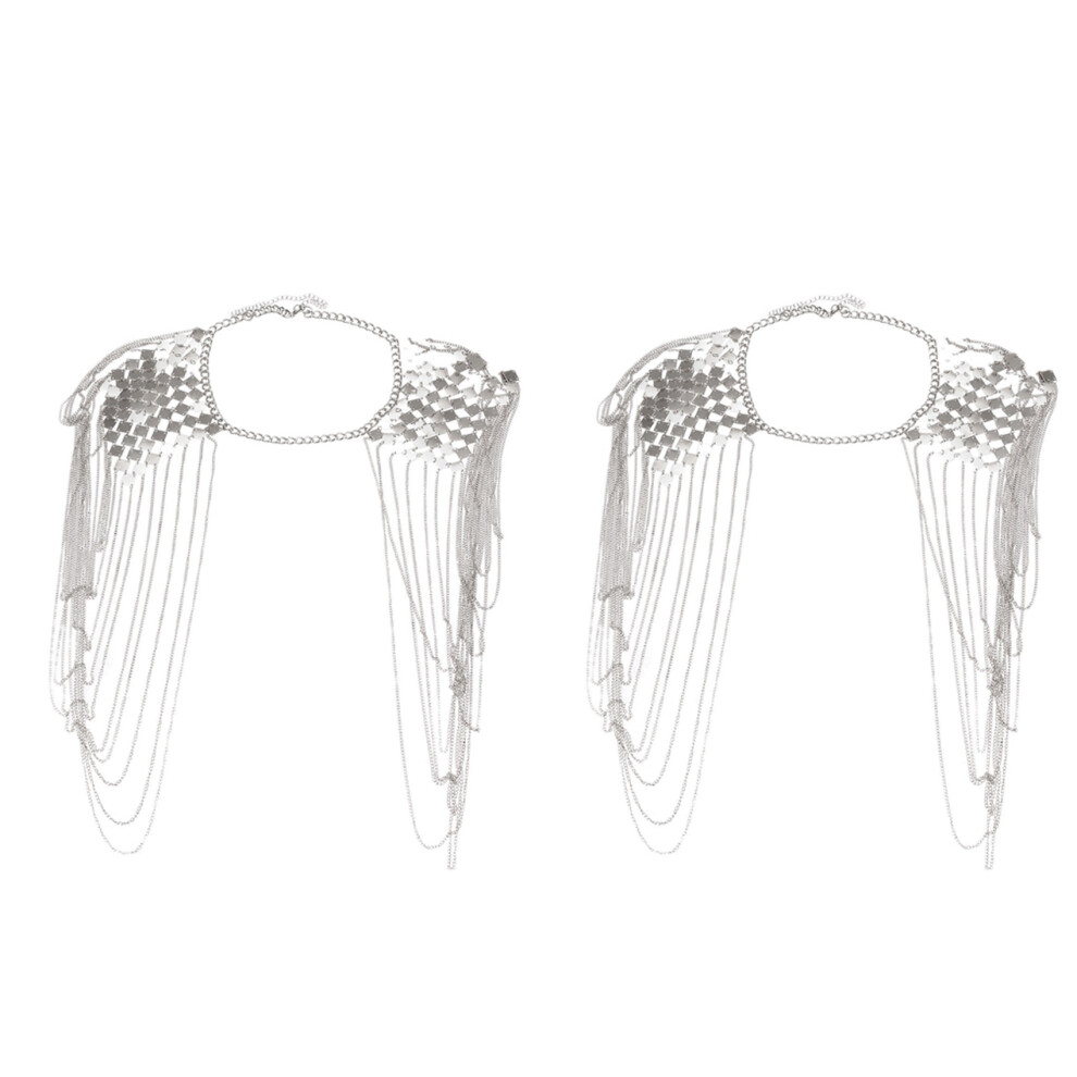 Vintage Body Epaulet shoulder chain collar Dangling Tassel Silver-image-OPC-PJ95TTJ-NEW