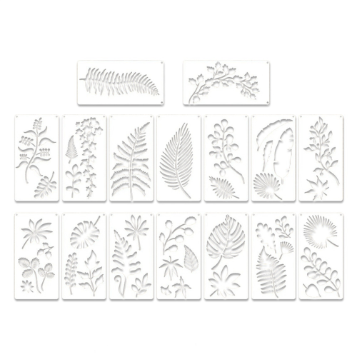16 Pieces Leaves Stencil Reusable Sheet Painting Stencil Wall Stencil 1