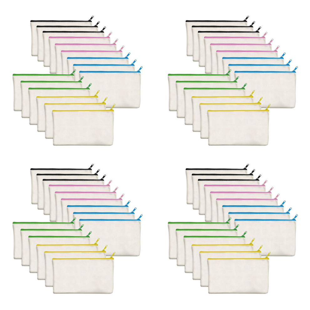 Light 15 Pack Blank Diy Zipper Bags For Makeup Cosmetic Toiletry Stationary