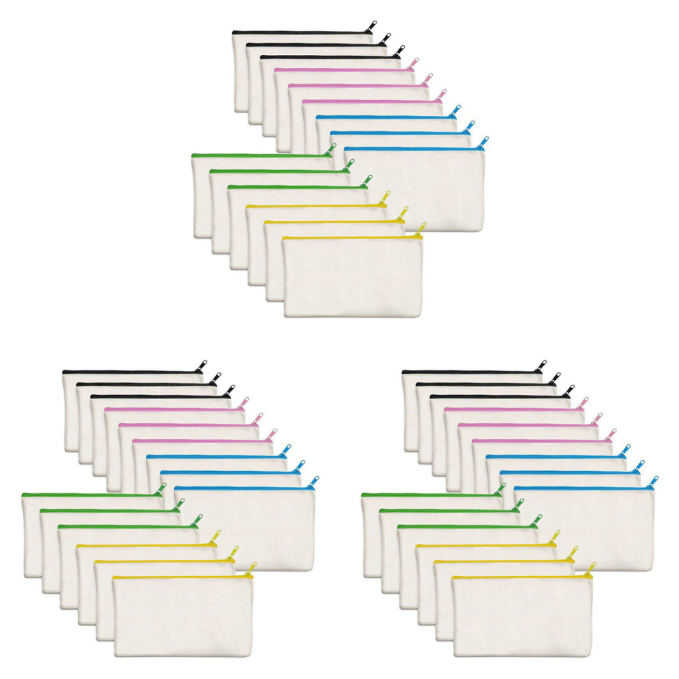 Light 15 Pack Blank Diy Zipper Bags For Makeup Cosmetic Toiletry Stationary