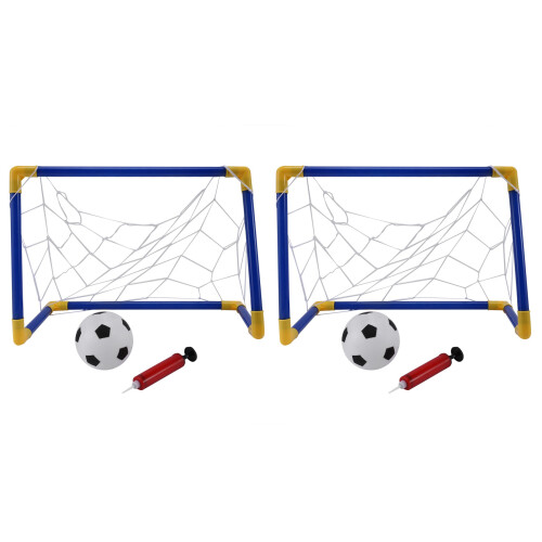 Folding Mini Football Soccer Goal Post Net Set with Pump Gift Plastic
