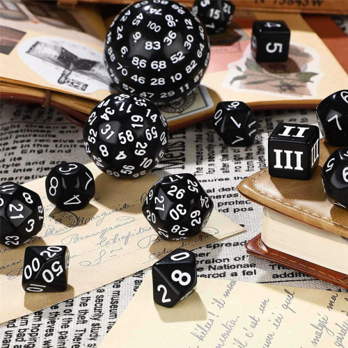 15Pieces Complete Polyhedral DND Dice Set D3-D100 Spherical 2