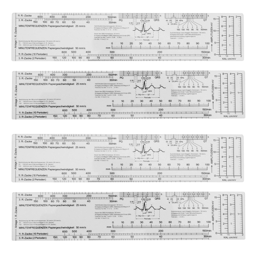 4X Essential EKG Ruler Pocketcard in English