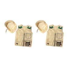 Outdoor Adventure Kit,Young Kid's Khaki Cargo Vest and Hat