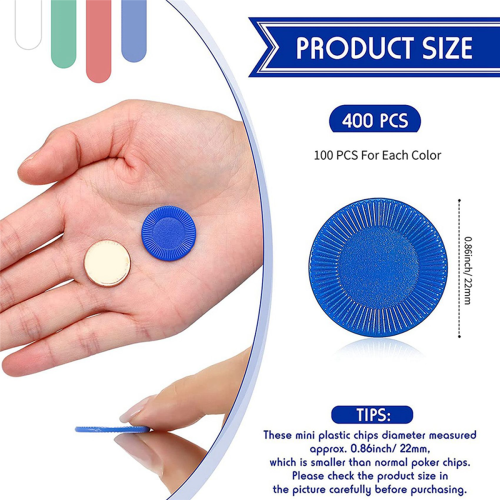 400 Pieces Plastic Poker Chips Game Chips 4 Colors Counter Card, 3 1