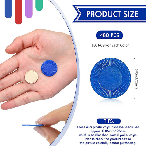 400 Pieces Plastic Poker Chips Game Chips 4 Colors Counter Card, 1 2
