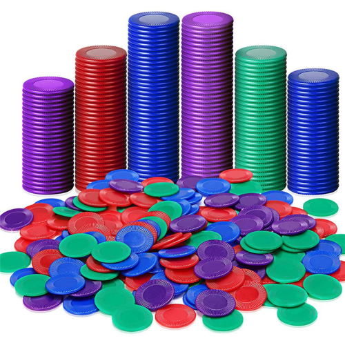 400 Pieces Plastic Poker Chips Game Chips 4 Colors Counter Card, 1 1