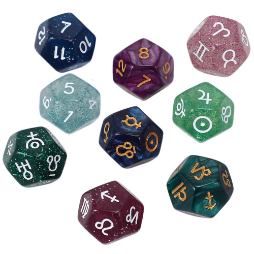 18Pcs 12-Sided Astrology for Constellation Divination Toys Type A 2