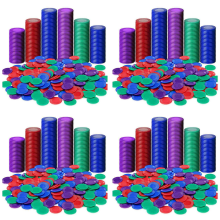 400 Pieces Plastic Poker Chips Game Chips 4 Colors Counter Card, 1