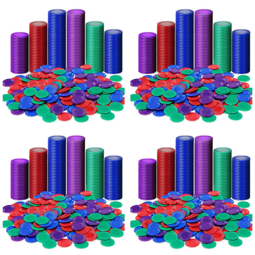 400 Pieces Plastic Poker Chips Game Chips 4 Colors Counter Card, 1