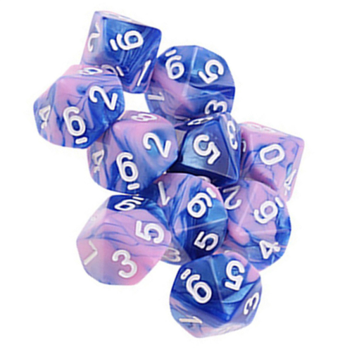 10Pcs D10 Polyhedral Dices Numbers Dials Desktop Game PXPF,Style 2 2